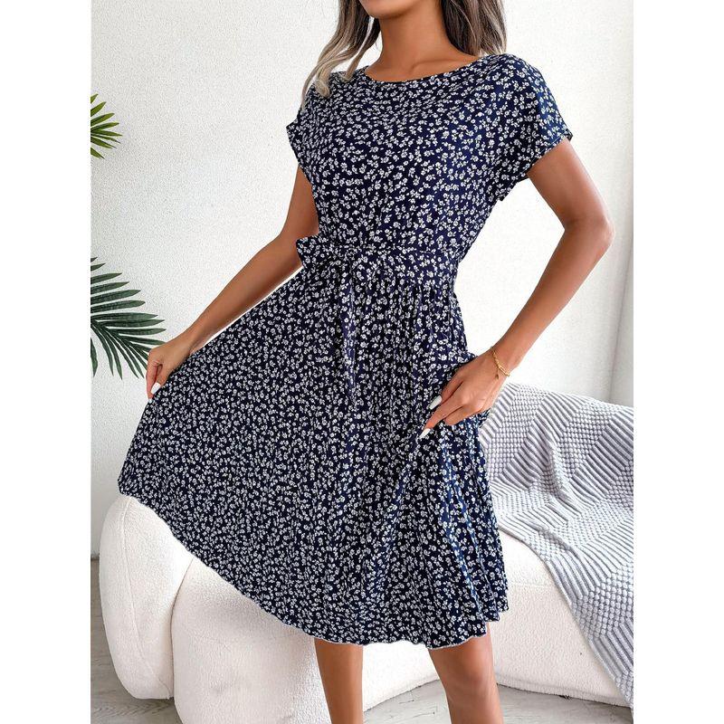 Spring Casual Short sleeve Floral Big Hemline Pleated Skirt European and American Women clothes Dark blue XL
Spring Casual Short sleeve Floral Big Hemline Pleated Skirt European and American Women clothes Dark blue XL