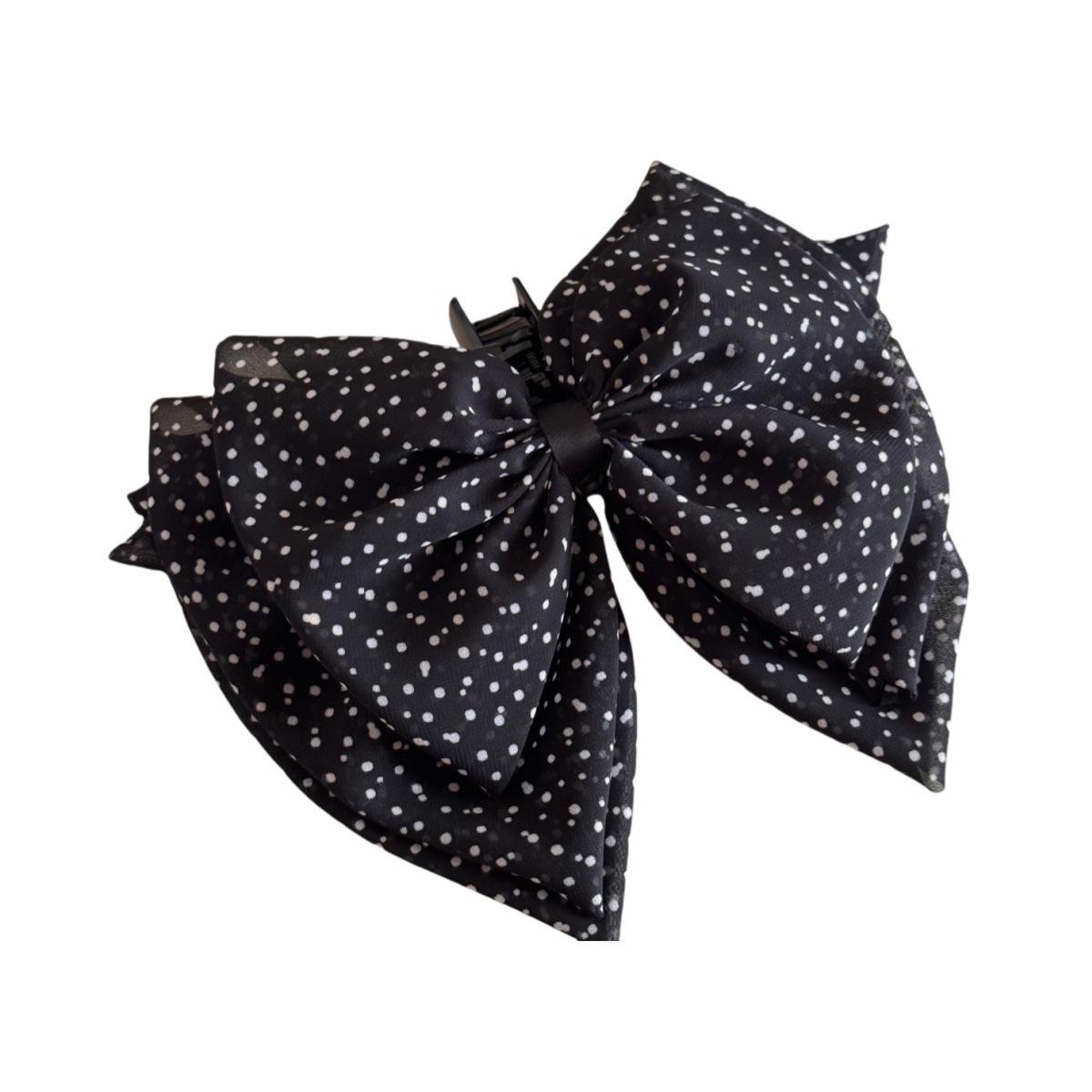 French retro mesh polka dot bow grab clip temperament fashion chiffon half grab autumn and winter hair accessories hairpin чорний
French retro mesh polka dot bow grab clip temperament fashion chiffon half grab autumn and winter hair accessories hairpin чорний