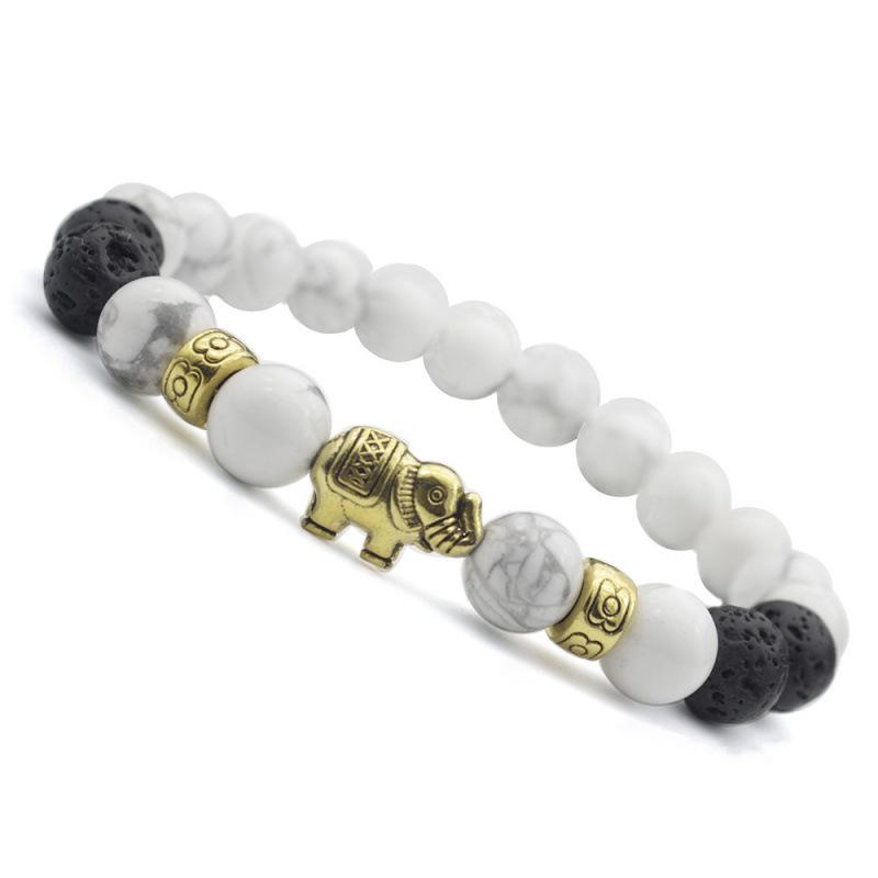 White Turquoise Elephant Bracelet - 8mm Jewelry Accessory
White Turquoise Elephant Bracelet - 8mm Jewelry Accessory