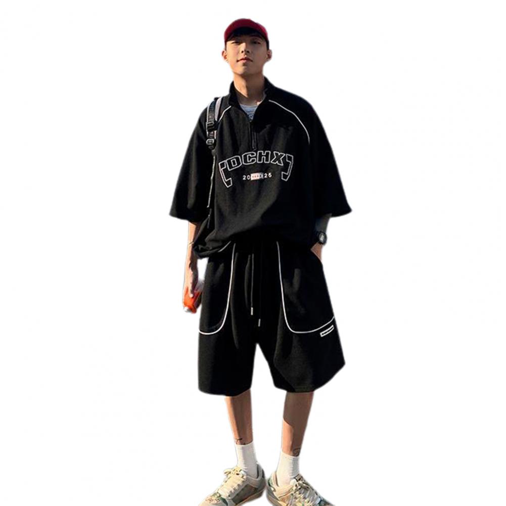 2 Pcs/Set Men Summer Tracksuit Waffle Half Zipper Half Sleeve Stand Collar T-shirt Drawstring Elastic Waist Loose Pants Streetwe M чёрный
2 Pcs/Set Men Summer Tracksuit Waffle Half Zipper Half Sleeve Stand Collar T-shirt Drawstring Elastic Waist Loose Pants Streetwe M чёрный
