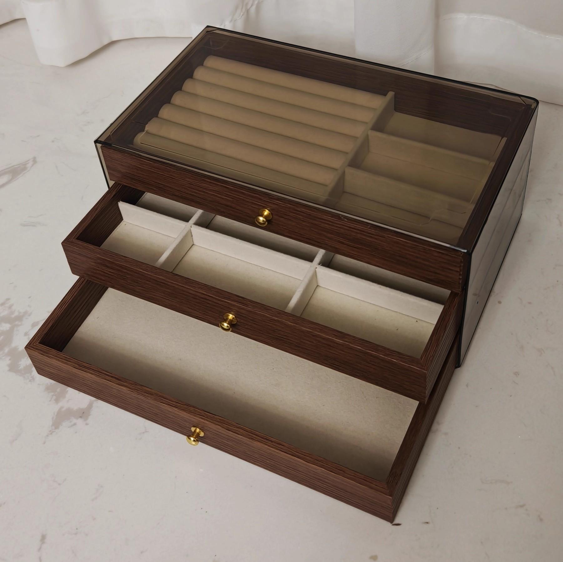 New Large Three-layer Wooden Jewelry Box Women Clear Window Rings Necklace Bracelet Earrings Jewelry Storage Case Display Boxes
New Large Three-layer Wooden Jewelry Box Women Clear Window Rings Necklace Bracelet Earrings Jewelry Storage Case Display Boxes