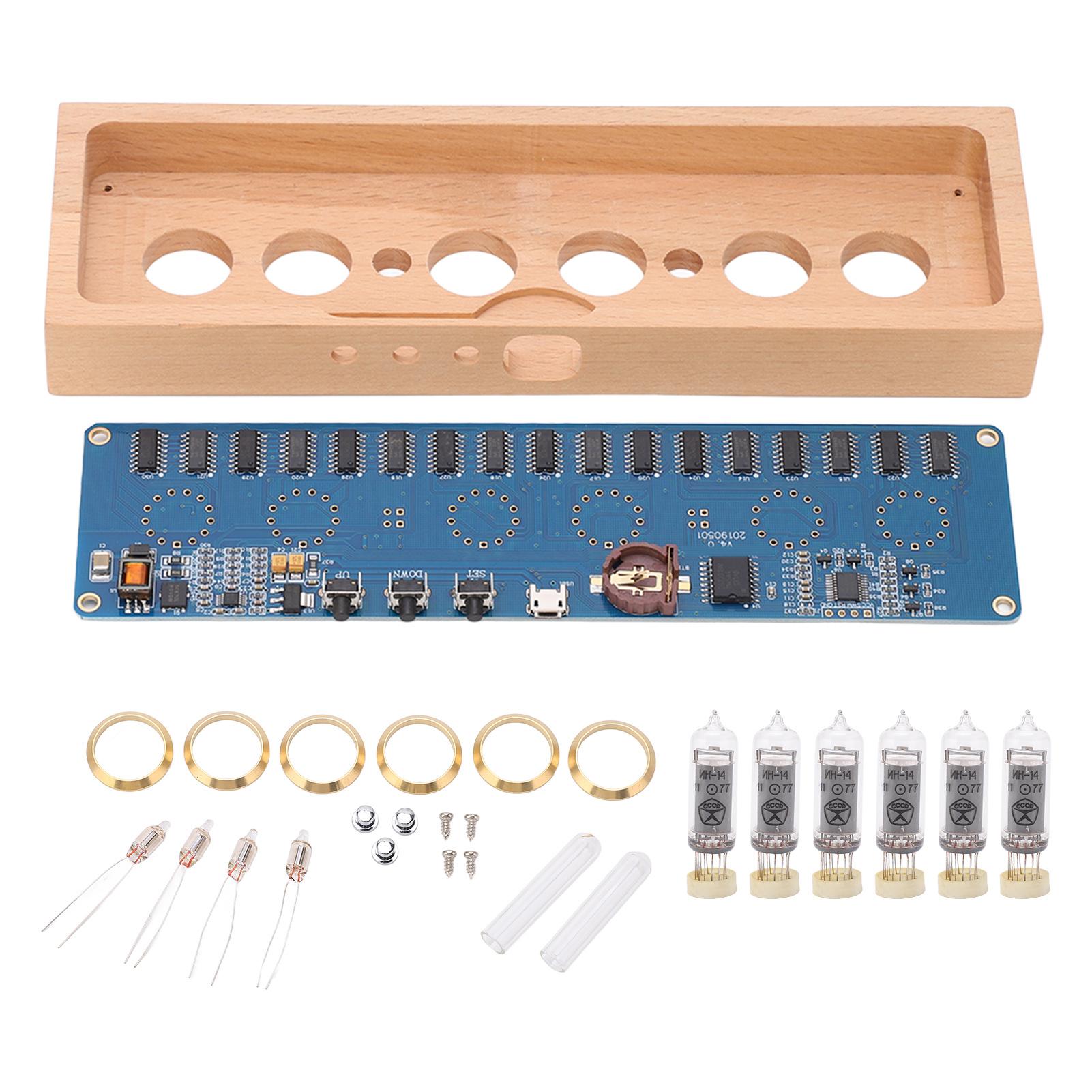 IN14 Glow Tube Clock Assembly Glass Pipes Wood Enclosure Module Lights Set USB DC 12V 1A
IN14 Glow Tube Clock Assembly Glass Pipes Wood Enclosure Module Lights Set USB DC 12V 1A