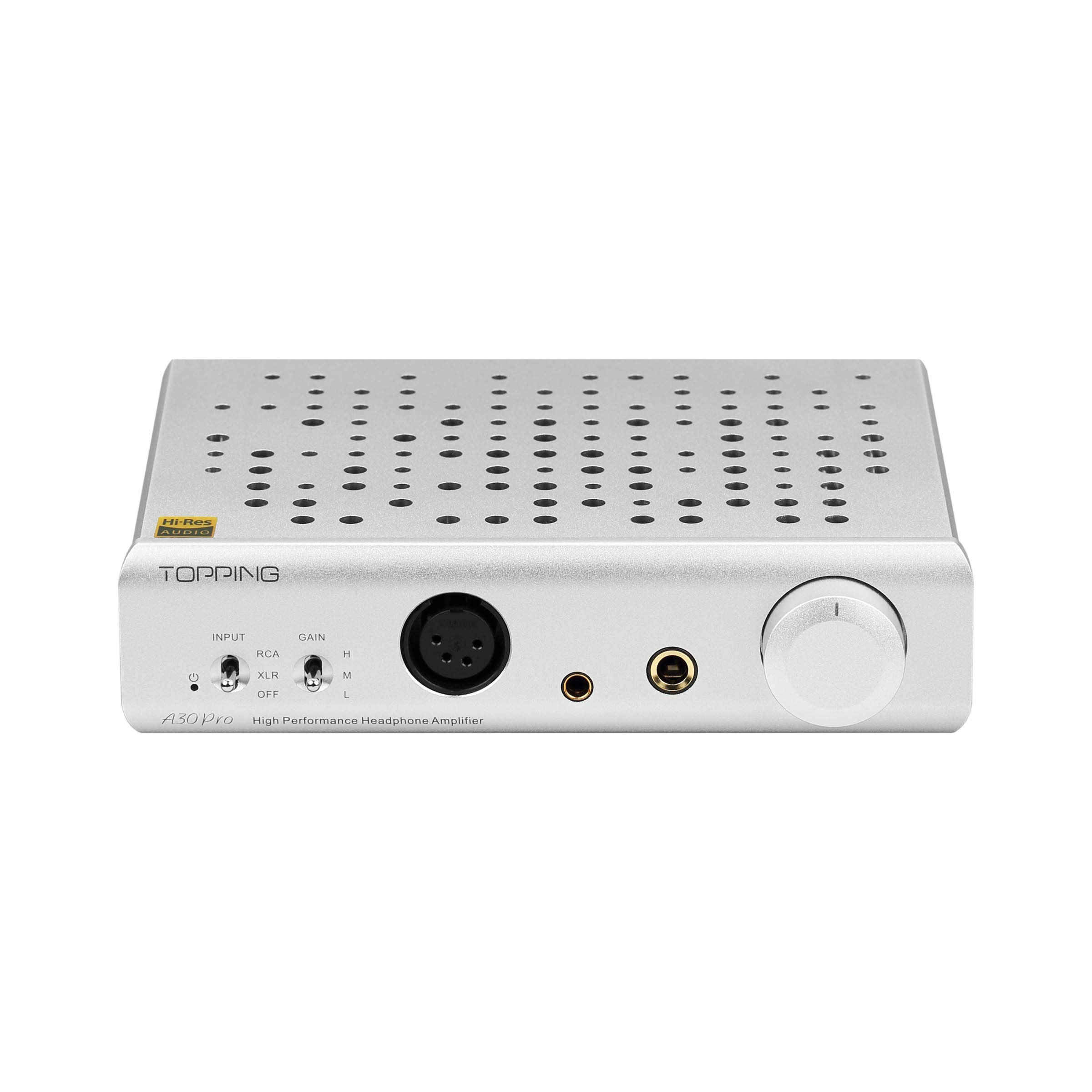 TOPPING A30 Pro NFCA Headphone Amplifier, OPA1656, 4-Pin XLR, 4.4mm/6.35mm Output, Balanced Input, 3-Step Gain Settings, Silver
TOPPING A30 Pro NFCA Headphone Amplifier, OPA1656, 4-Pin XLR, 4.4mm/6.35mm Output, Balanced Input, 3-Step Gain Settings, Silver