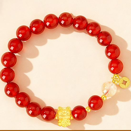 Golden Horse Beaded Bracelet: Red Agate Zodiac Jewelry, Cute Birthday Gift for Her Bead Diameter 6mm
Golden Horse Beaded Bracelet: Red Agate Zodiac Jewelry, Cute Birthday Gift for Her Bead Diameter 6mm