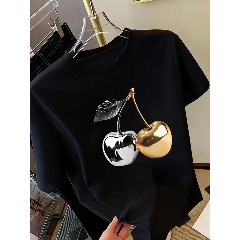 Golden Cherry Printed WomenS Short Sleeved TShirt Fashionable Casual Comfortable Soft Fabric SpringSummer WomenS TShirt 3XL
Golden Cherry Printed WomenS Short Sleeved TShirt Fashionable Casual Comfortable Soft Fabric SpringSummer WomenS TShirt 3XL