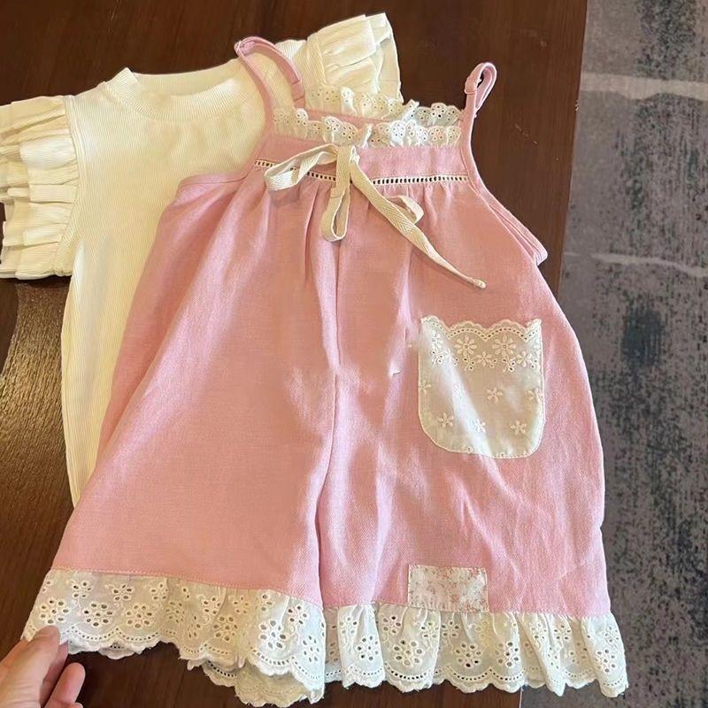 Stylish Pink Lace Baby Girls Romper With Suspenders Perfect For Summer Wear Pants,110cm/43.31in
Stylish Pink Lace Baby Girls Romper With Suspenders Perfect For Summer Wear Pants,110cm/43.31in
