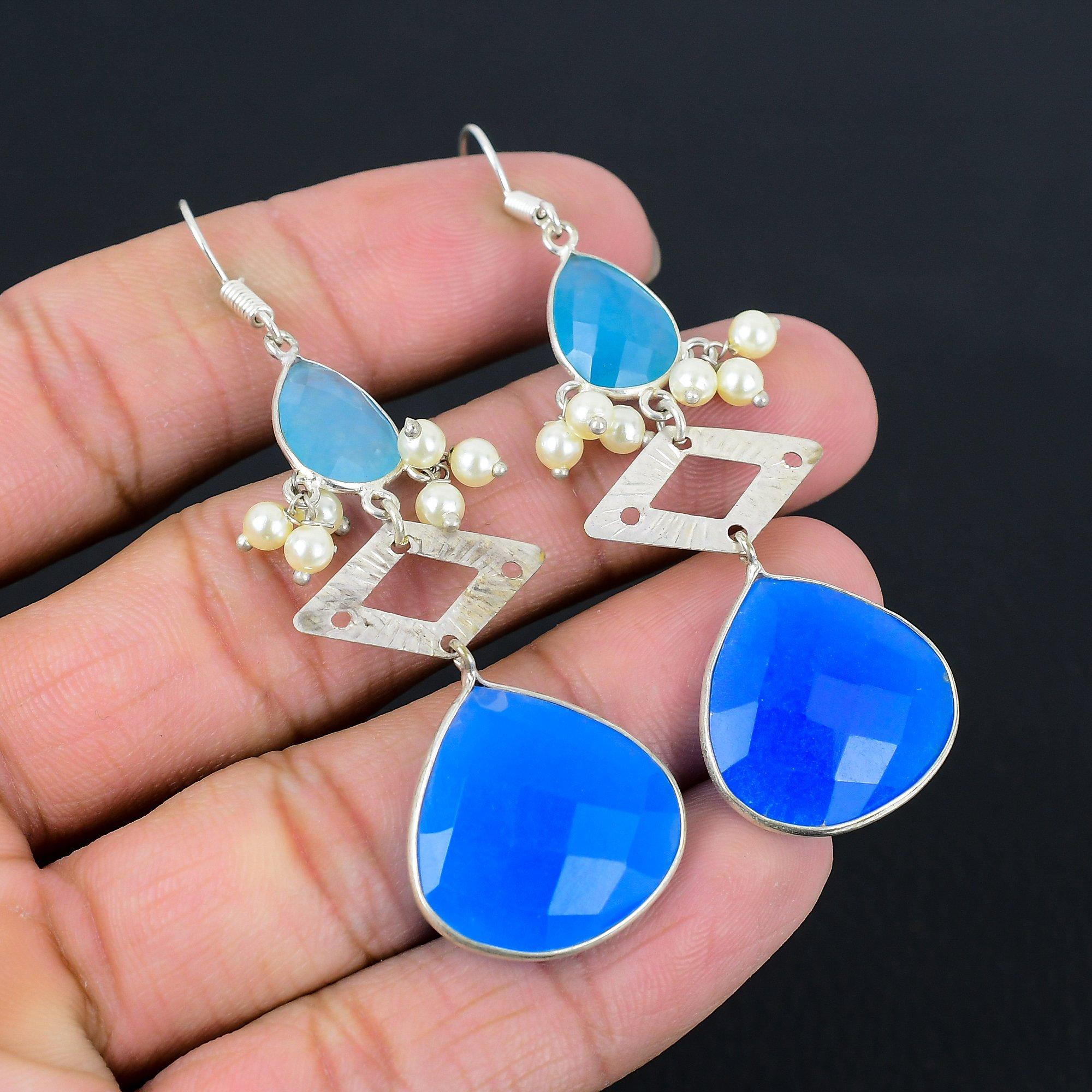 Предложение ко Дню дружбы Натуральный голубой халцедон Стерлинговое серебро Подвесные серьги Бохо
Предложение ко Дню дружбы Натуральный голубой халцедон Стерлинговое серебро Подвесные серьги Бохо