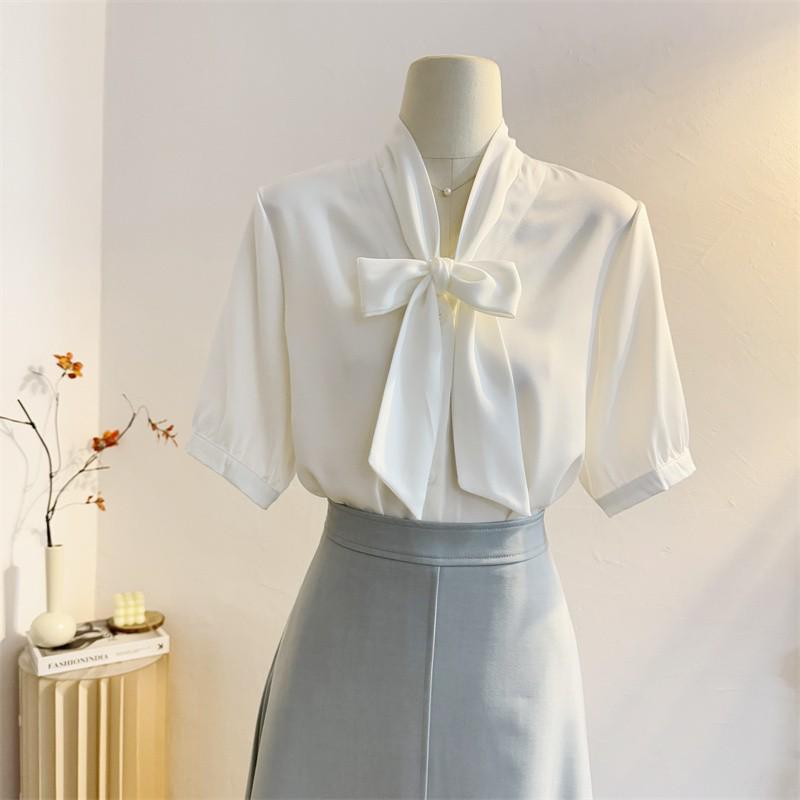 Lace Bow V-neck Short Sleeve Women s Summer Blouse Blue
Lace Bow V-neck Short Sleeve Women s Summer Blouse Blue