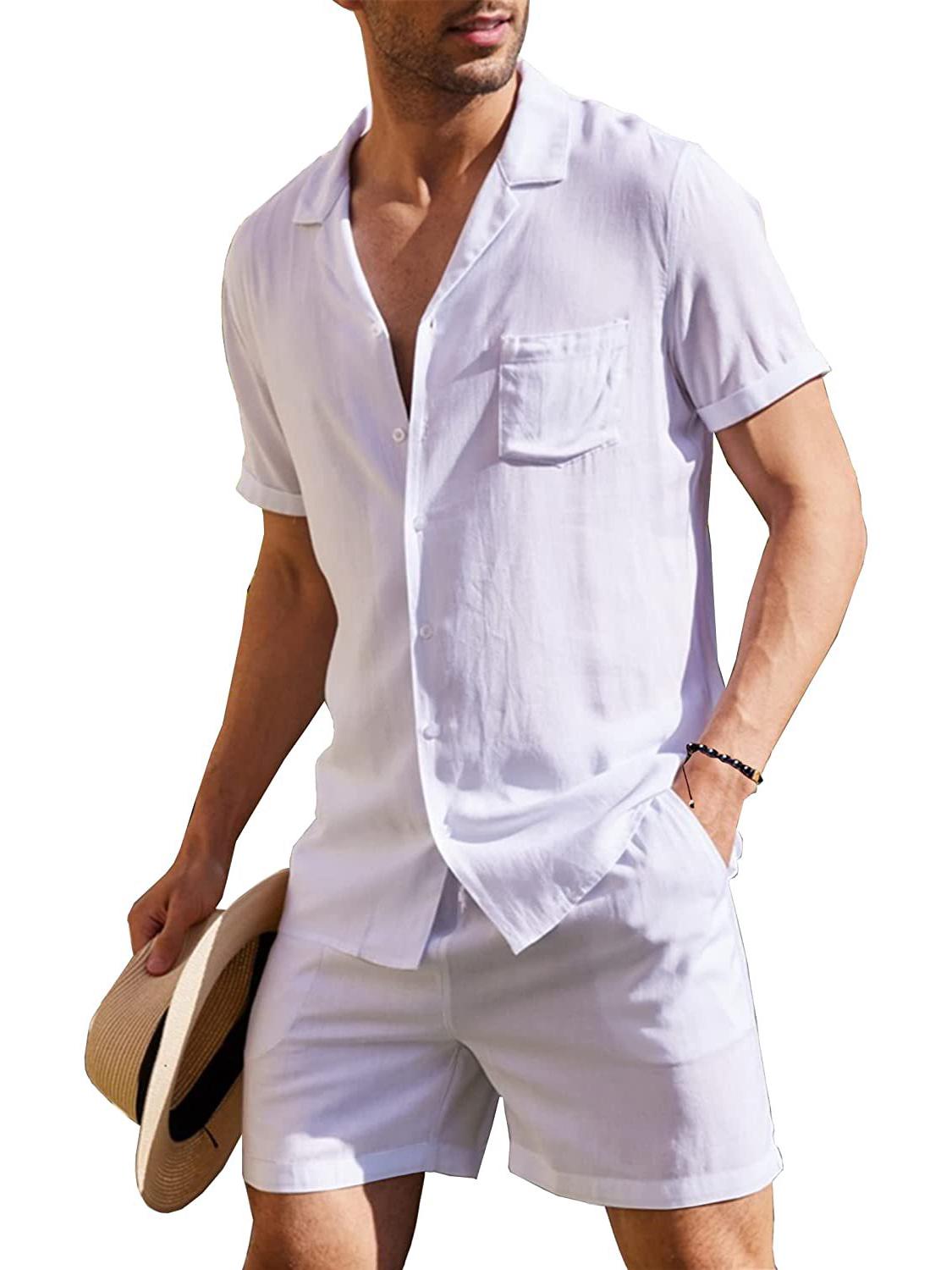 Мужской комплект с коротким рукавом из льна - Повседневный летний свободного кроя XXL белый
Мужской комплект с коротким рукавом из льна - Повседневный летний свободного кроя XXL белый