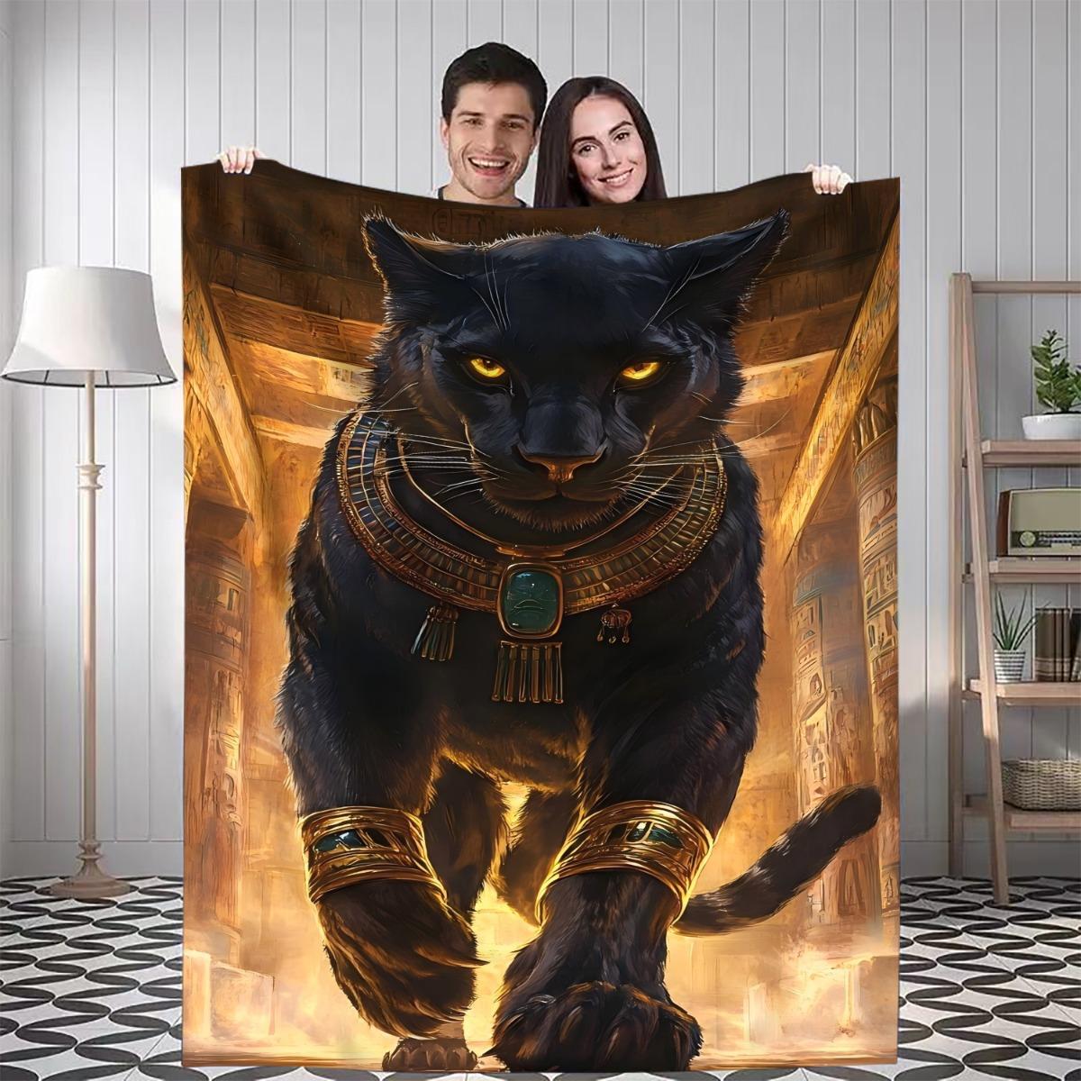 1pc Egyptian Black Panther Idol Throw Blanket - Soft Flannel All-Season Warmth, Lightweight Luxury design with Glowing Eyes, for 75x90cm28x35in
1pc Egyptian Black Panther Idol Throw Blanket - Soft Flannel All-Season Warmth, Lightweight Luxury design with Glowing Eyes, for 75x90cm28x35in