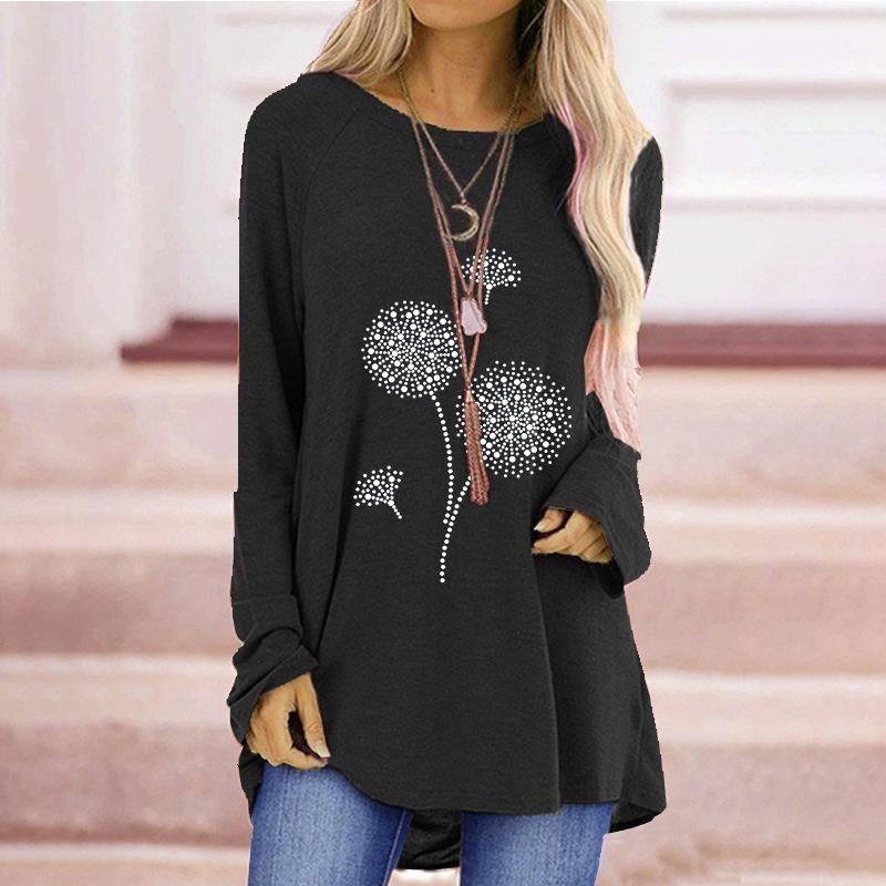 Женская осенняя футболка размера плюс с цветком одуванчика, удобная футболка с длинными рукавами и круглым вырезом, повседневная мешковатая футболка средней длины, топ
Женская осенняя футболка размера плюс с цветком одуванчика, удобная футболка с длинными рукавами и круглым вырезом, повседневная мешковатая футболка средней длины, топ