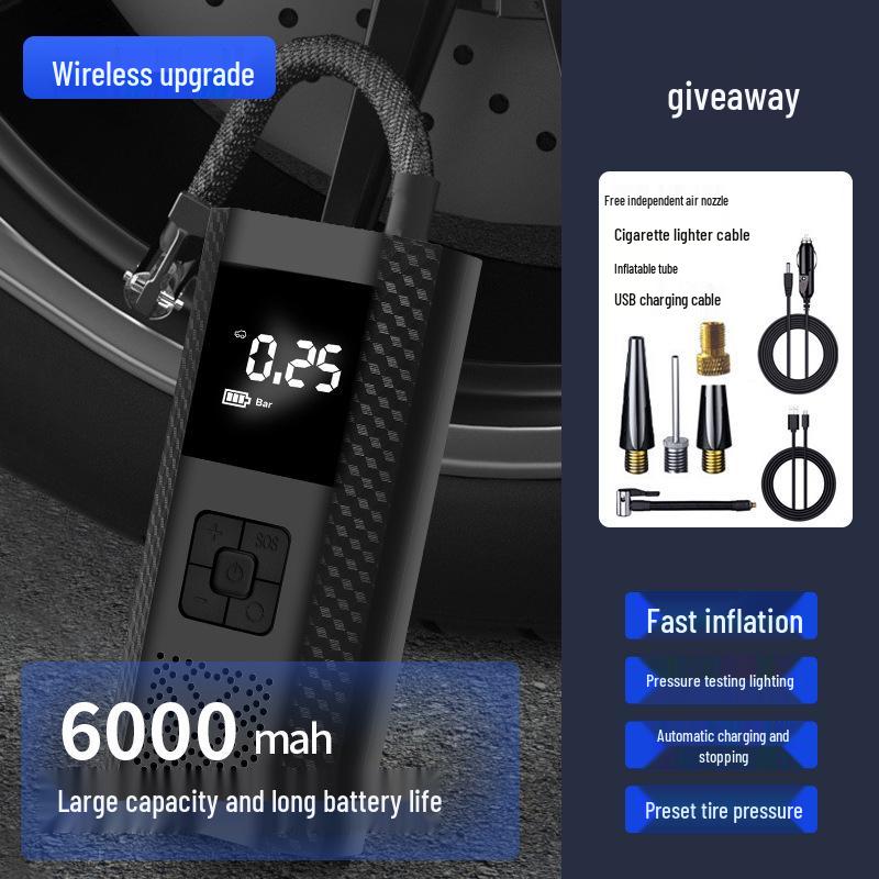Портативный беспроводной электрический насос для шин для автомобилей
Портативный беспроводной электрический насос для шин для автомобилей