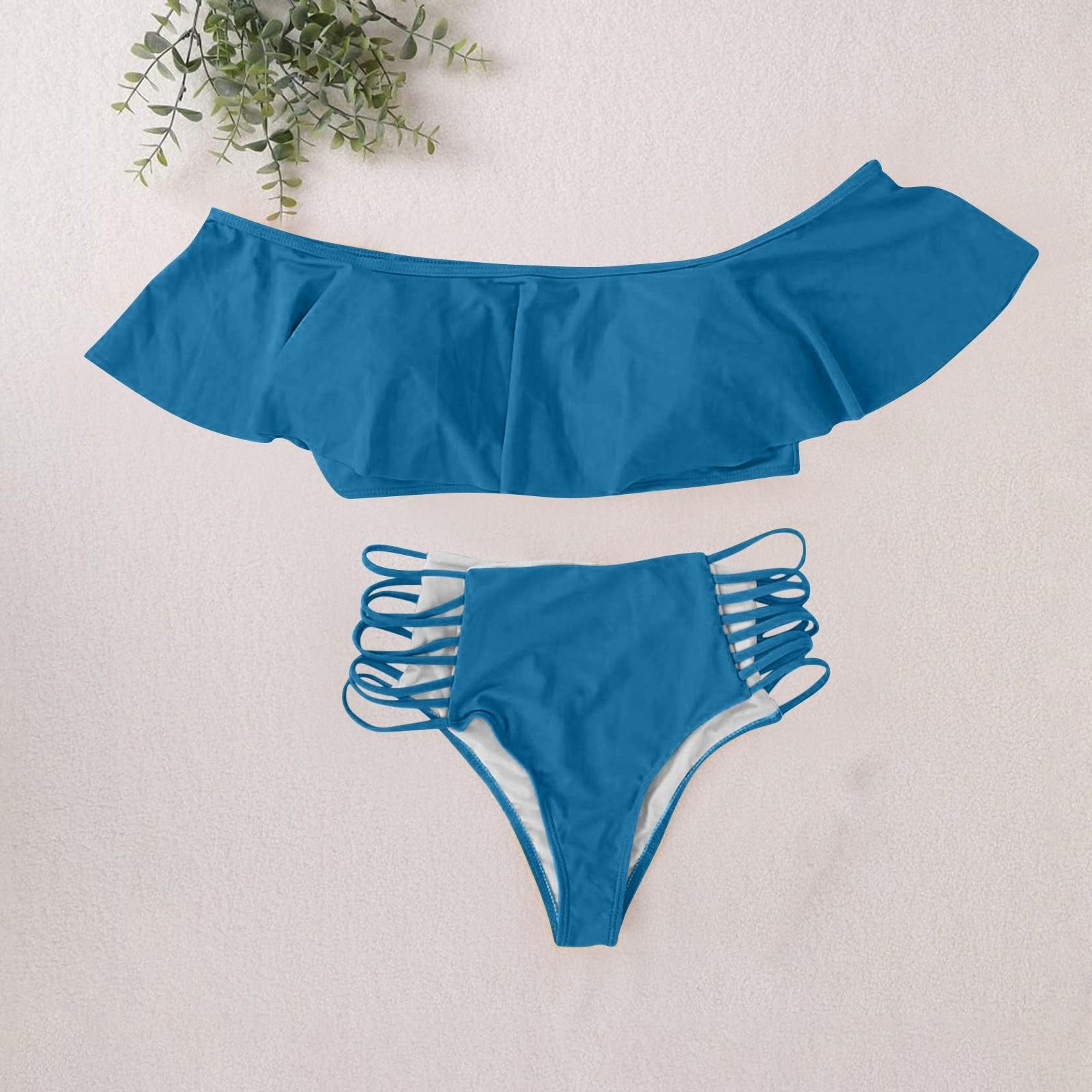 Женский модный однотонный раздельный купальник с открытыми плечами и оборками, комплект из 2 частей, пляжный купальник-бикини XXXXL синий
Женский модный однотонный раздельный купальник с открытыми плечами и оборками, комплект из 2 частей, пляжный купальник-бикини XXXXL синий