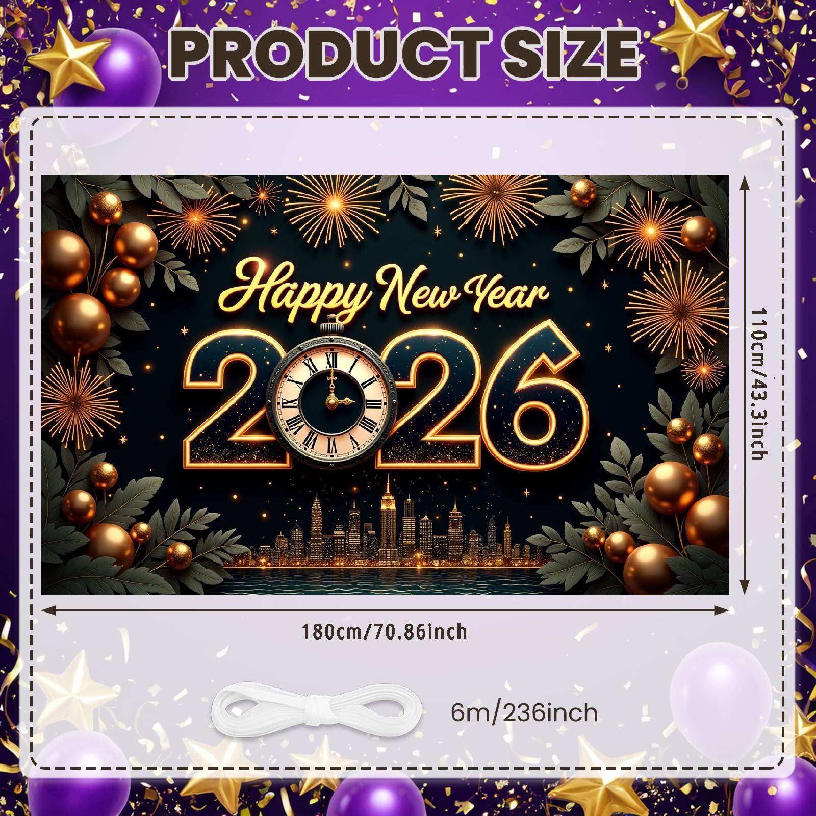 2026 New Year Display Golden Balloons Happy New Year Banner Year 2026 Banner Sparkling Effect For Holiday Event
2026 New Year Display Golden Balloons Happy New Year Banner Year 2026 Banner Sparkling Effect For Holiday Event