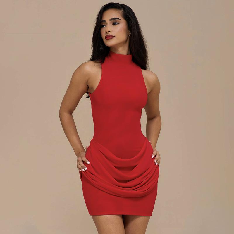 European and American women s clothing spring and autumn new sexy semi-turtleneck solid color sleeveless shrinkage Zou short hip-wrapped dress L червоний
European and American women s clothing spring and autumn new sexy semi-turtleneck solid color sleeveless shrinkage Zou short hip-wrapped dress L червоний