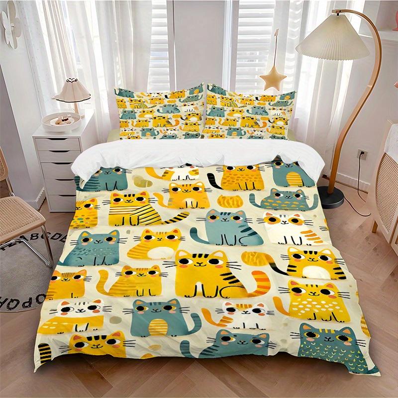 3pcs set Cat Pattern 1 Quilt Cover + 2 Pillowcases, All Seasons Bedroom Setting, Perfect for Home and Dorm Decor a154 135x200cm
3pcs set Cat Pattern 1 Quilt Cover + 2 Pillowcases, All Seasons Bedroom Setting, Perfect for Home and Dorm Decor a154 135x200cm