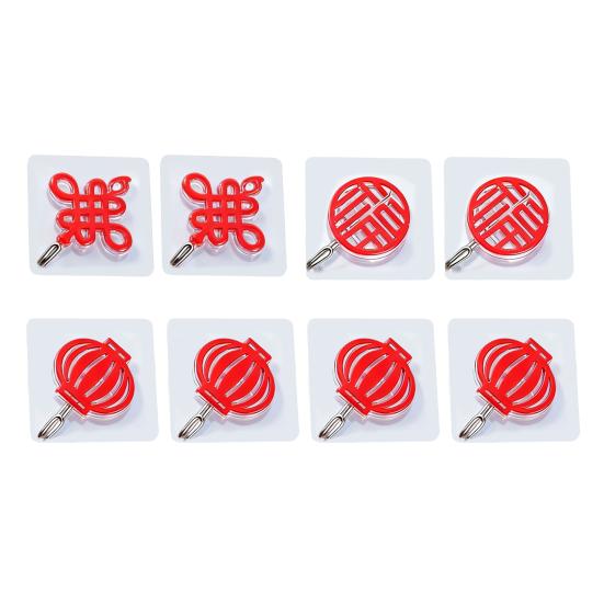 8Pcs Chinese Style Self-adhesive Hooks Drill-Free Installation Festive Decor Hooks Red Lanterns Chinese Knots Hooks for Spring Festival Office Use 8pcs Mixed Style
8Pcs Chinese Style Self-adhesive Hooks Drill-Free Installation Festive Decor Hooks Red Lanterns Chinese Knots Hooks for Spring Festival Office Use 8pcs Mixed Style