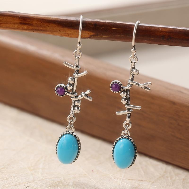 Ethnic Silver Color Oval Inlaid Imitation Turquoise Earrings Vintage Metal Carving Pattern Dangle Earrings for Women Jewelry срібний
Ethnic Silver Color Oval Inlaid Imitation Turquoise Earrings Vintage Metal Carving Pattern Dangle Earrings for Women Jewelry срібний