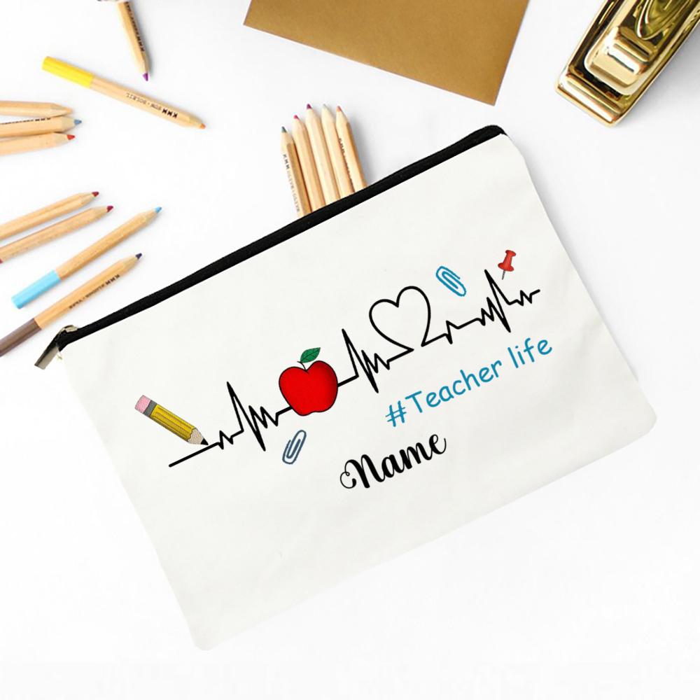 Personalized Makeup Bag Custom Name Cosmetic Case Teacher Life Pencil Bags Canvas Toiletry Pouch Best Thank Gifts for Teachers
Personalized Makeup Bag Custom Name Cosmetic Case Teacher Life Pencil Bags Canvas Toiletry Pouch Best Thank Gifts for Teachers