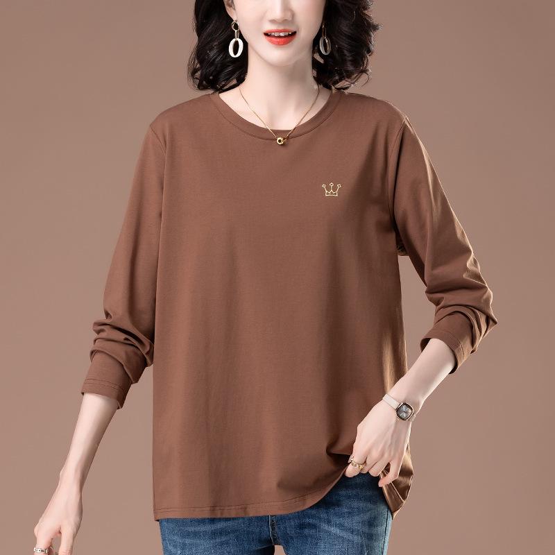 Mom s Cotton Long-Sleeve Plus Size T-Shirt - Spring/Autumn Style, Loose Fit, Belly-Covering Slimming Base Shirt XXL
Mom s Cotton Long-Sleeve Plus Size T-Shirt - Spring/Autumn Style, Loose Fit, Belly-Covering Slimming Base Shirt XXL