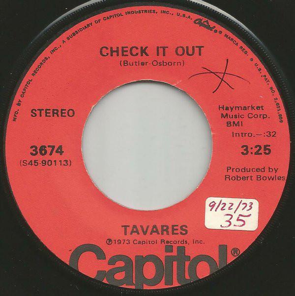 7inch Record TAVARES - Check It Out / The Judgement Day 3674 Capitol Records 1973 US Soul/Funk Used
7inch Record TAVARES - Check It Out / The Judgement Day 3674 Capitol Records 1973 US Soul/Funk Used