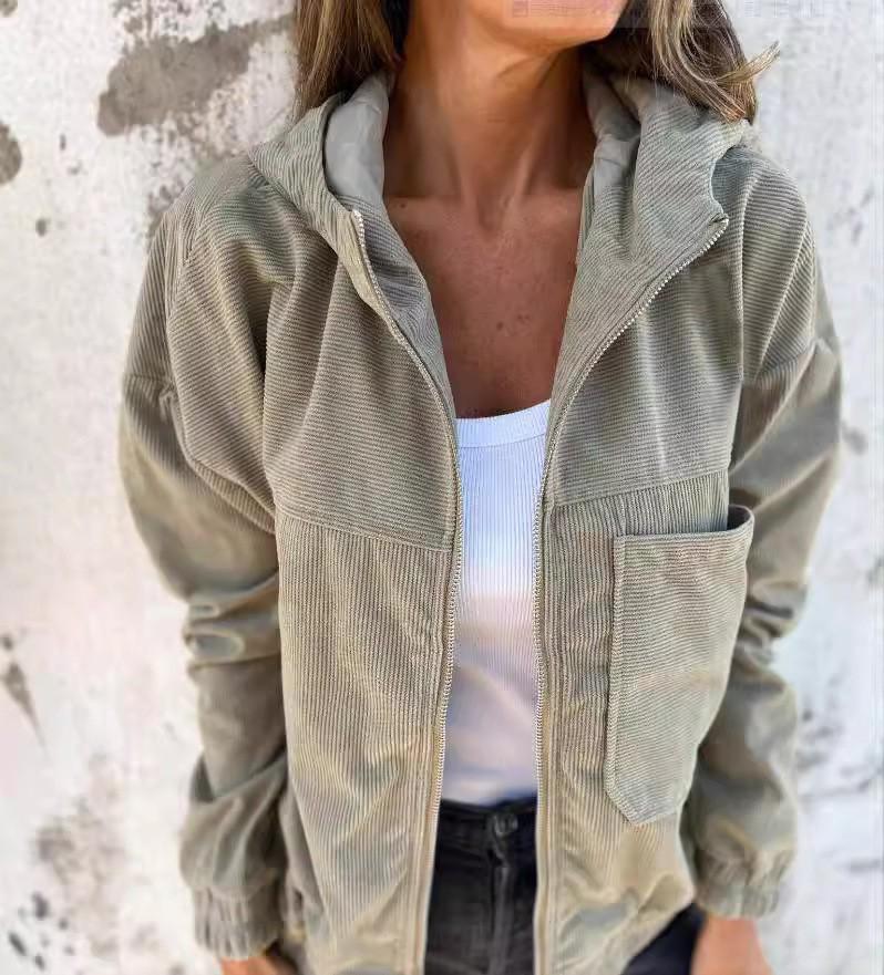 European and American Women s Corduroy Hooded Jacket, Casual Spring/Autumn 2025 Edition with Pockets and Zipper. M
European and American Women s Corduroy Hooded Jacket, Casual Spring/Autumn 2025 Edition with Pockets and Zipper. M