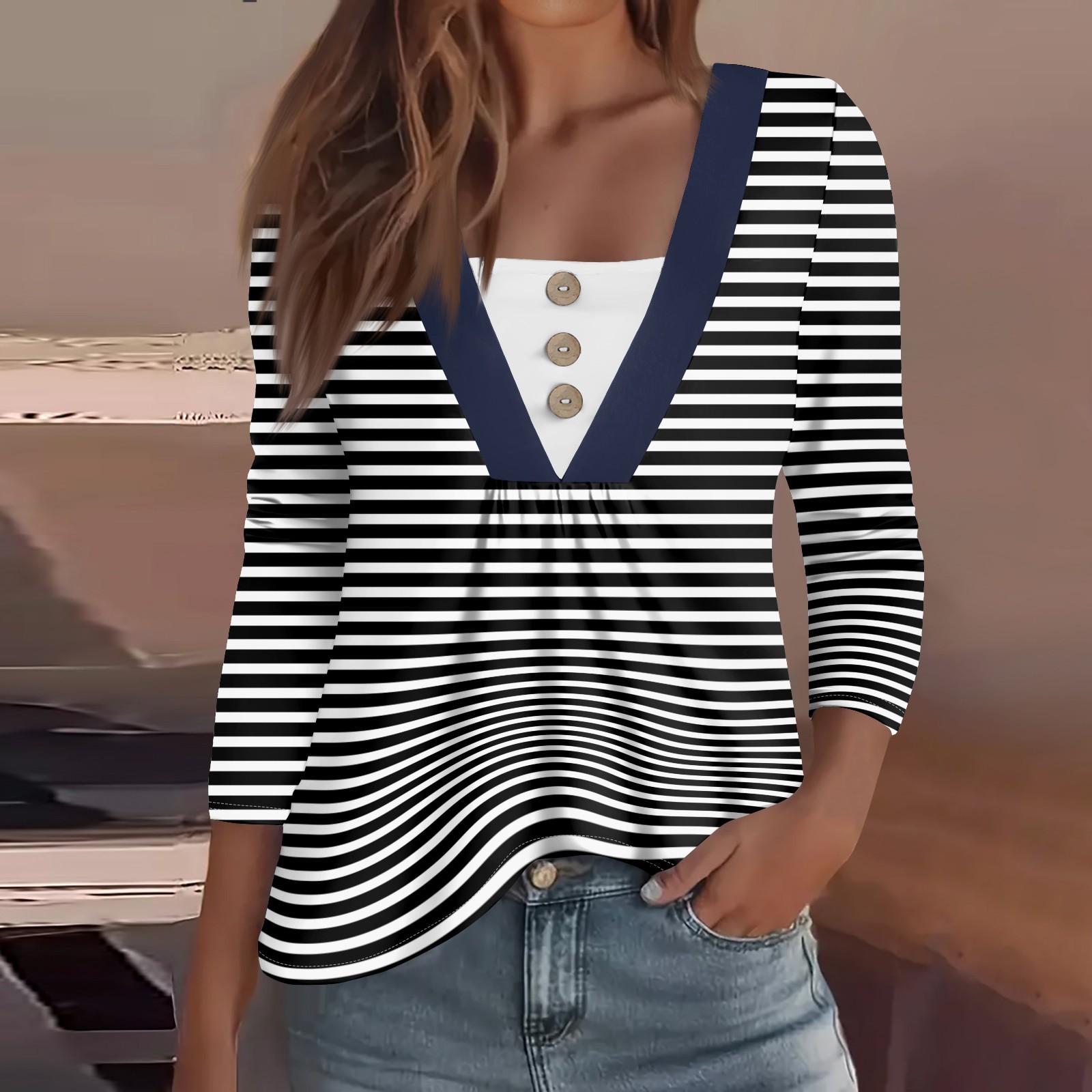 Женская мода повседневная рубашка с длинным рукавом, цветные полосы, напечатанные пуговицы, V-образный вырез, топы XL тёмно-синий
Женская мода повседневная рубашка с длинным рукавом, цветные полосы, напечатанные пуговицы, V-образный вырез, топы XL тёмно-синий