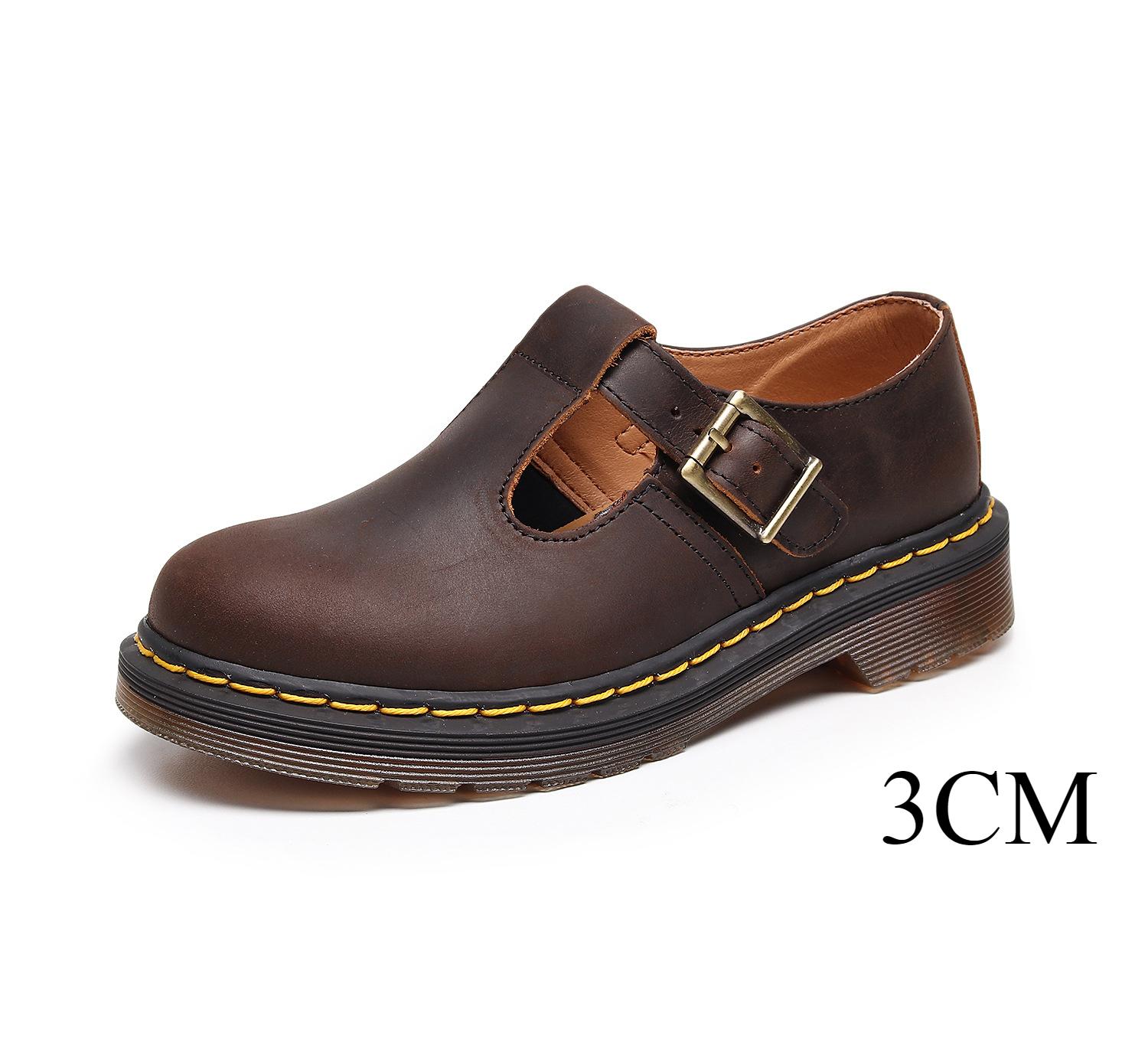 Высококачественные ретро коричневые плоские кожаные туфли из конской кожи с пряжкой на ремне, толстая подошва, натуральная кожа, туфли Мэри Джейн на платформе 41