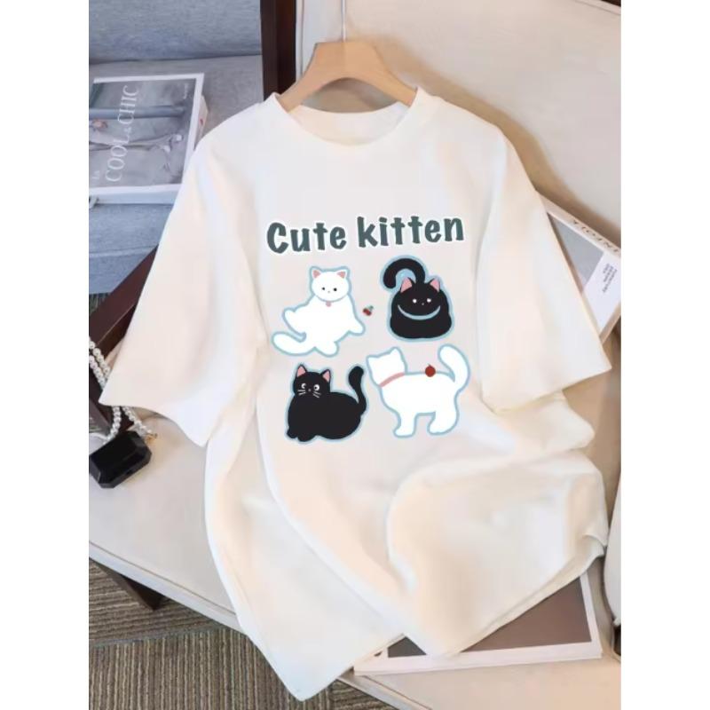 Womens Summer Tshirts Cherry and Kitten Print Tops Loose Crew Neck Tee Soft and Comfortable Womens Casual Resort Wear Y2K Top S
Womens Summer Tshirts Cherry and Kitten Print Tops Loose Crew Neck Tee Soft and Comfortable Womens Casual Resort Wear Y2K Top S