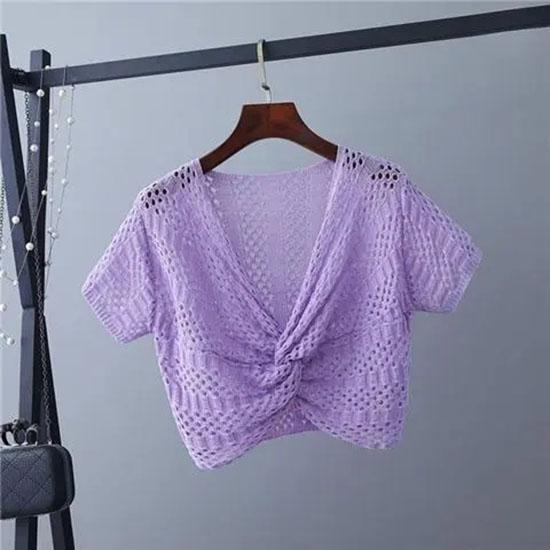 Полый вязаный свитер с короткими рукавами, женская короткая блузка-летучая мышь, тонкий свободный топ с v-образным вырезом, летняя одежда для защиты от солнца XXL фиолетовый
Полый вязаный свитер с короткими рукавами, женская короткая блузка-летучая мышь, тонкий свободный топ с v-образным вырезом, летняя одежда для защиты от солнца XXL фиолетовый