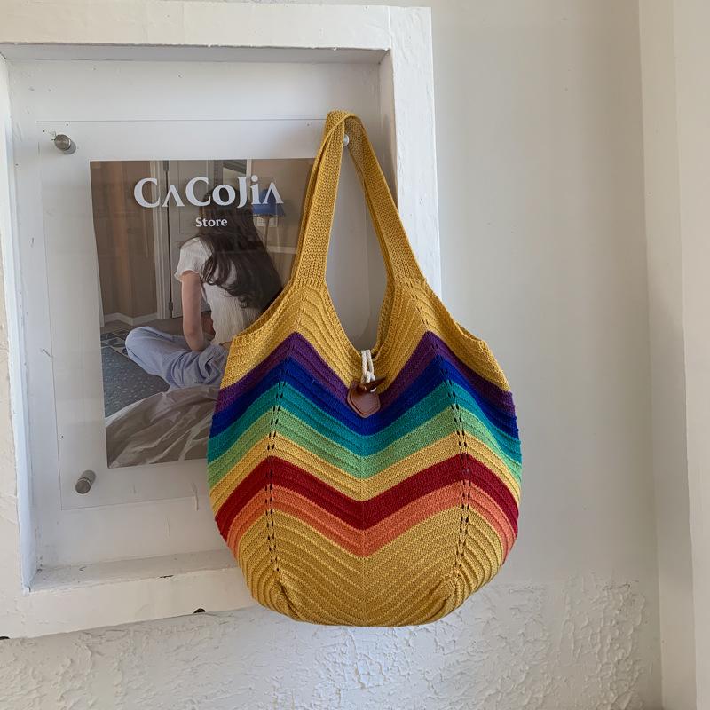 Yogodlns Sweet Knitted Tote Bag Large Capacity Lightweight Crochet Shoulder Bag Rainbow Color Seaside Vacation Beach Handbag 40x18x38cm жовтий
Yogodlns Sweet Knitted Tote Bag Large Capacity Lightweight Crochet Shoulder Bag Rainbow Color Seaside Vacation Beach Handbag 40x18x38cm жовтий