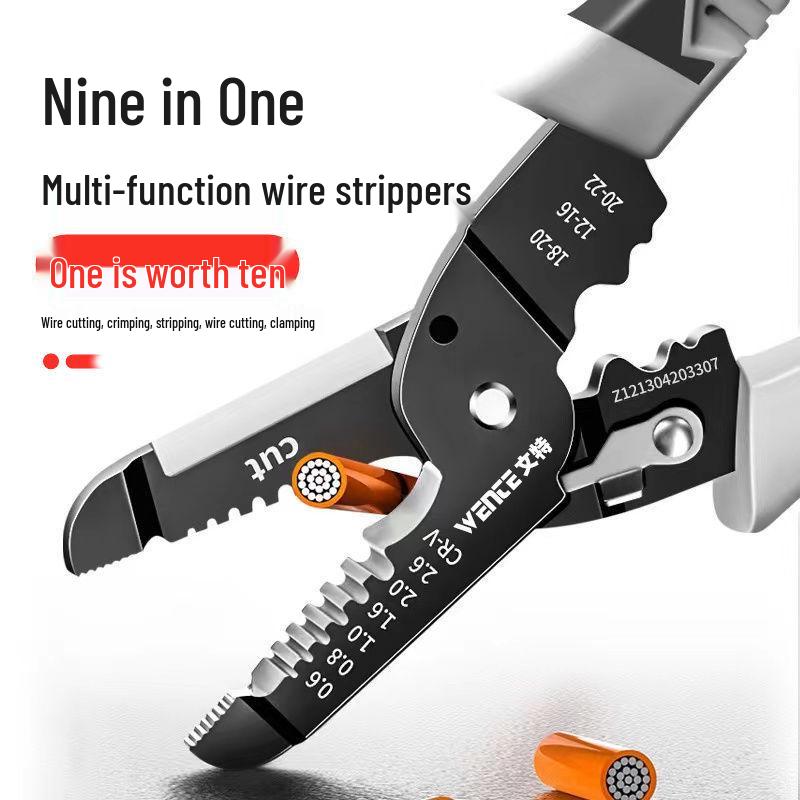 German Electrician s Multifunctional Wire Stripping and Crimping Pliers for Stripping, Twisting, Cutting, and Sheath Removal
German Electrician s Multifunctional Wire Stripping and Crimping Pliers for Stripping, Twisting, Cutting, and Sheath Removal