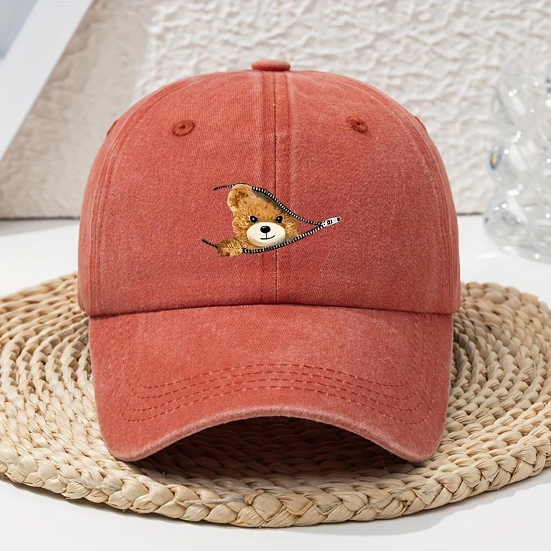 Cartoon zipper bear print baseball cap, versatile for spring and summer, retro soft top, distressed, washed dad hat
Cartoon zipper bear print baseball cap, versatile for spring and summer, retro soft top, distressed, washed dad hat