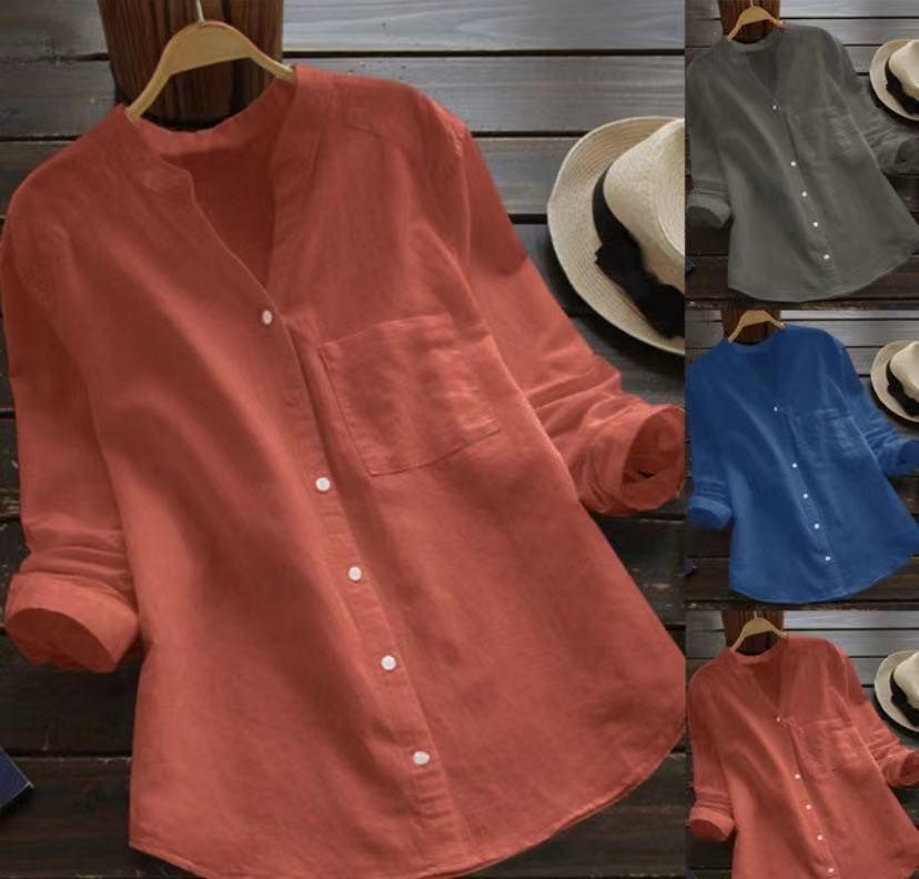 2022 Женский Хлопково-Льняной Повседневный Свободный Топ с Длинным Рукавом - Большой Размер Однотонный XL кирпич красный
2022 Женский Хлопково-Льняной Повседневный Свободный Топ с Длинным Рукавом - Большой Размер Однотонный XL кирпич красный