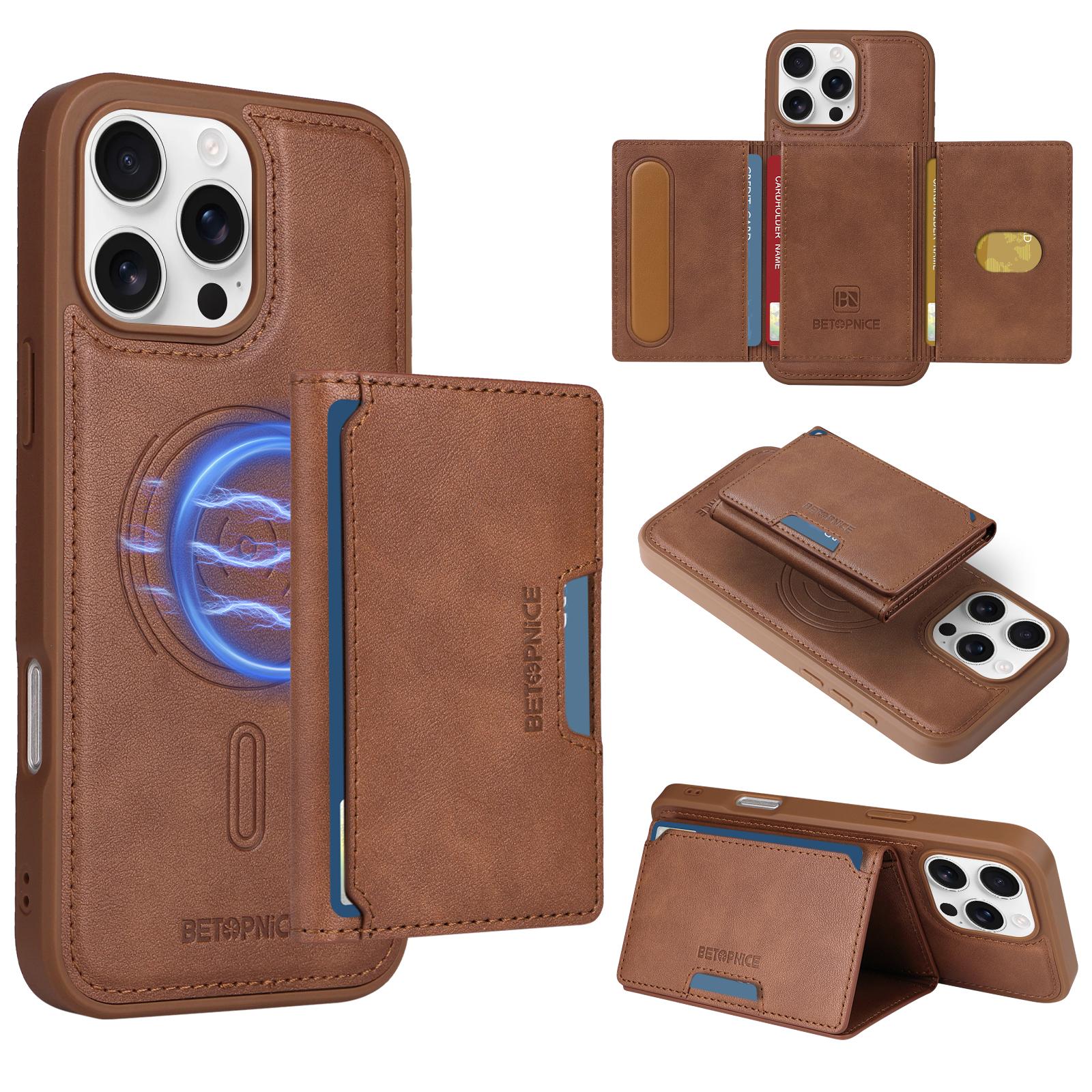 For iPhone 16 Pro Max Magnetic Case BETOPNICE Leather Phone Cover Kickstand with Detachable Card Bag Brown
For iPhone 16 Pro Max Magnetic Case BETOPNICE Leather Phone Cover Kickstand with Detachable Card Bag Brown
