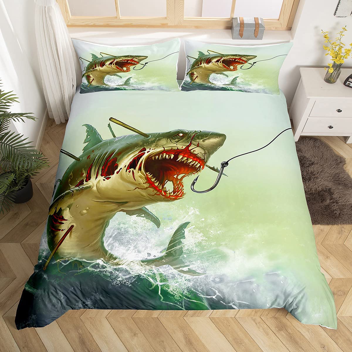 Пододеяльник с изображением акулы, комплект постельного белья с изображением глубоководных животных, мультяшные акулы океана, красочный нарисованный вручную пододеяльник для детей, мальчиков и девочек EU single(135x200cm)
Пододеяльник с изображением акулы, комплект постельного белья с изображением глубоководных животных, мультяшные акулы океана, красочный нарисованный вручную пододеяльник для детей, мальчиков и девочек EU single(135x200cm)