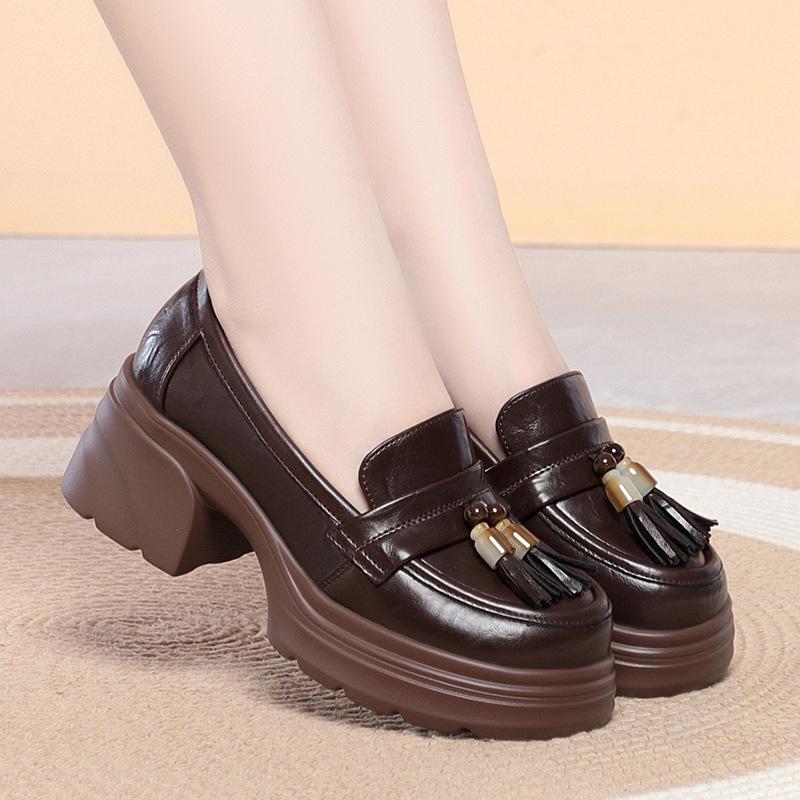 Retro Mid-high Heeled Women s Shoes, British Style, Spring and Autumn Round Toe Leather Shoes, Soft Leather Thick-soled Loafers 41 коричневий
Retro Mid-high Heeled Women s Shoes, British Style, Spring and Autumn Round Toe Leather Shoes, Soft Leather Thick-soled Loafers 41 коричневий