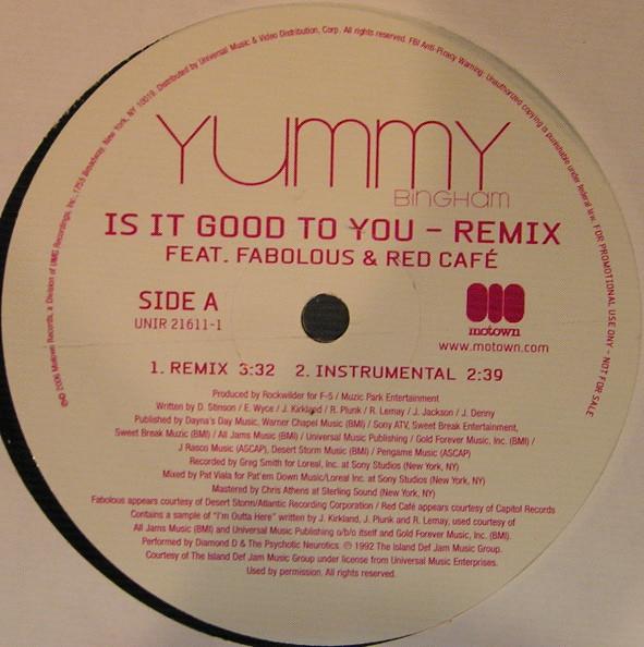 12inch Record ELIZABETH YUMMY BINGHAM, FABOLOUS - Is It Good To You (Remix) UNIR216111 Motown 2006 US Rap & Hip-Hop/R&B Used
12inch Record ELIZABETH YUMMY BINGHAM, FABOLOUS - Is It Good To You (Remix) UNIR216111 Motown 2006 US Rap & Hip-Hop/R&B Used