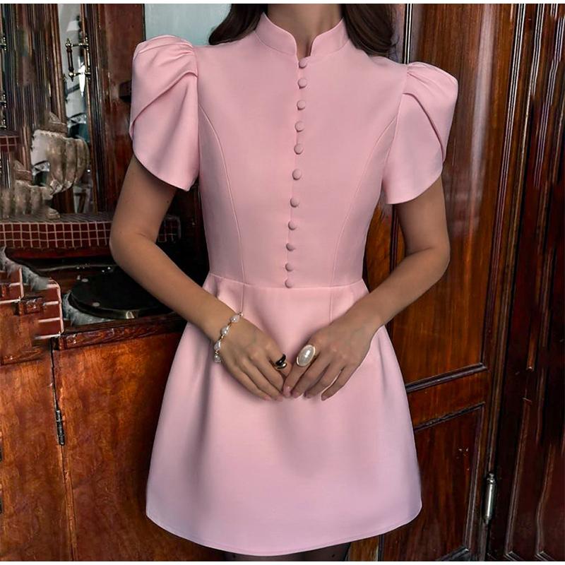 Women s Stand Up Collar Bubble Sleeve High Waist Dress Round Neck Daily Casual Versatile Style Summer New Button Decoration Women s Solid Color Dress S чорний
Women s Stand Up Collar Bubble Sleeve High Waist Dress Round Neck Daily Casual Versatile Style Summer New Button Decoration Women s Solid Color Dress S чорний