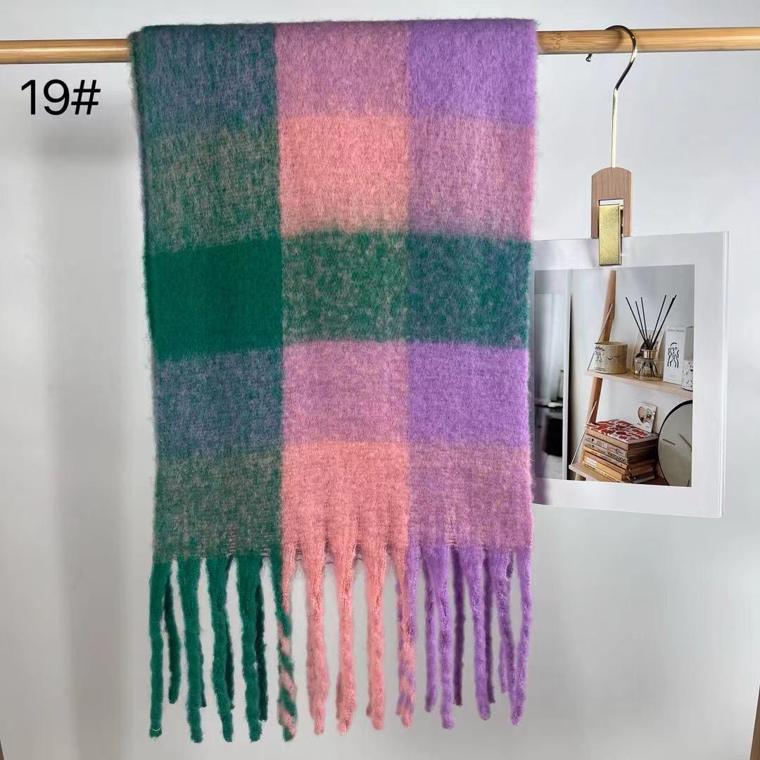 European & American Winter Rainbow Plaid Mohair Tassel Shawl Scarf
European & American Winter Rainbow Plaid Mohair Tassel Shawl Scarf