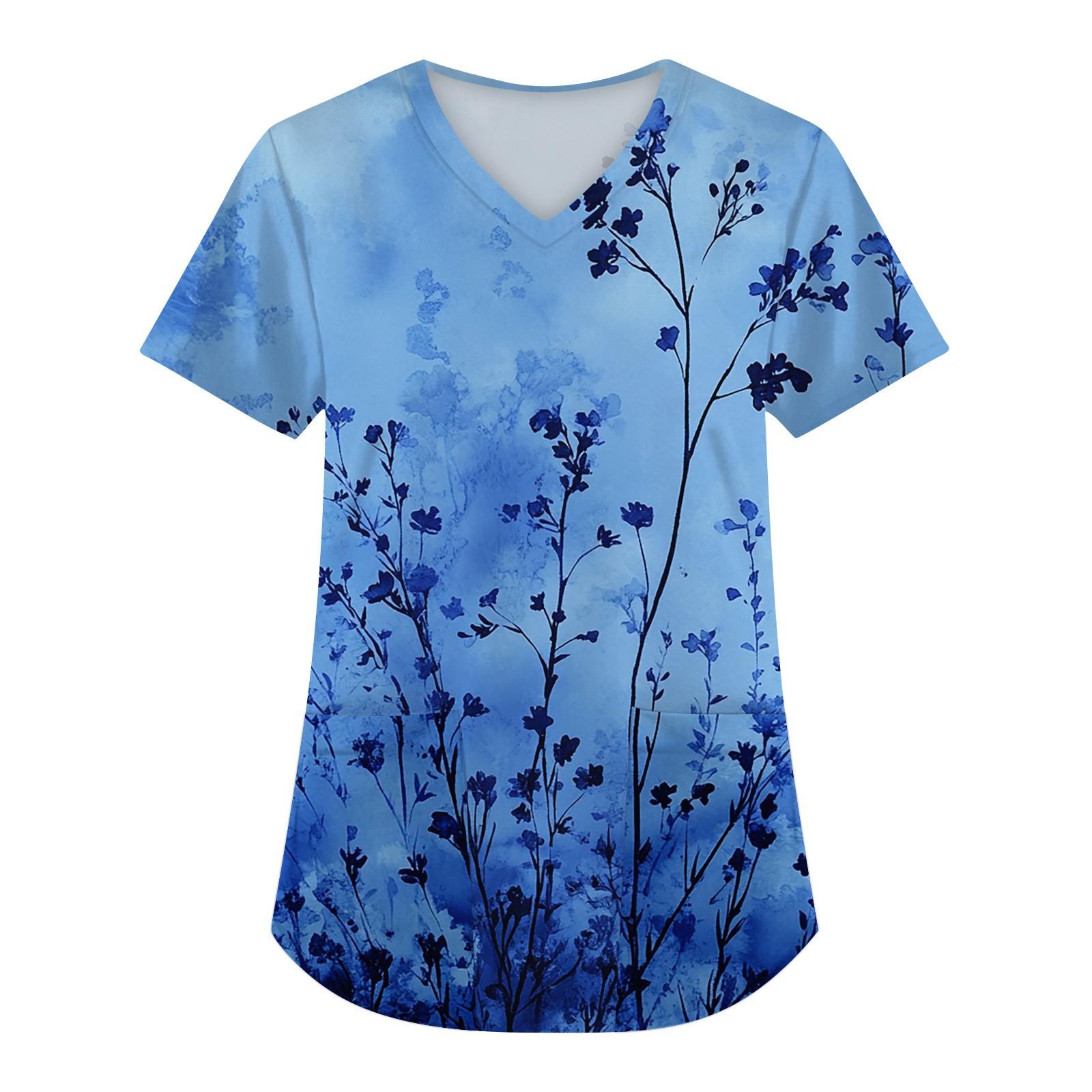 Женская мода с коротким рукавом и V-образным вырезом с карманами и цветочным принтом Топы Одежда XL небесно-голубой
Женская мода с коротким рукавом и V-образным вырезом с карманами и цветочным принтом Топы Одежда XL небесно-голубой