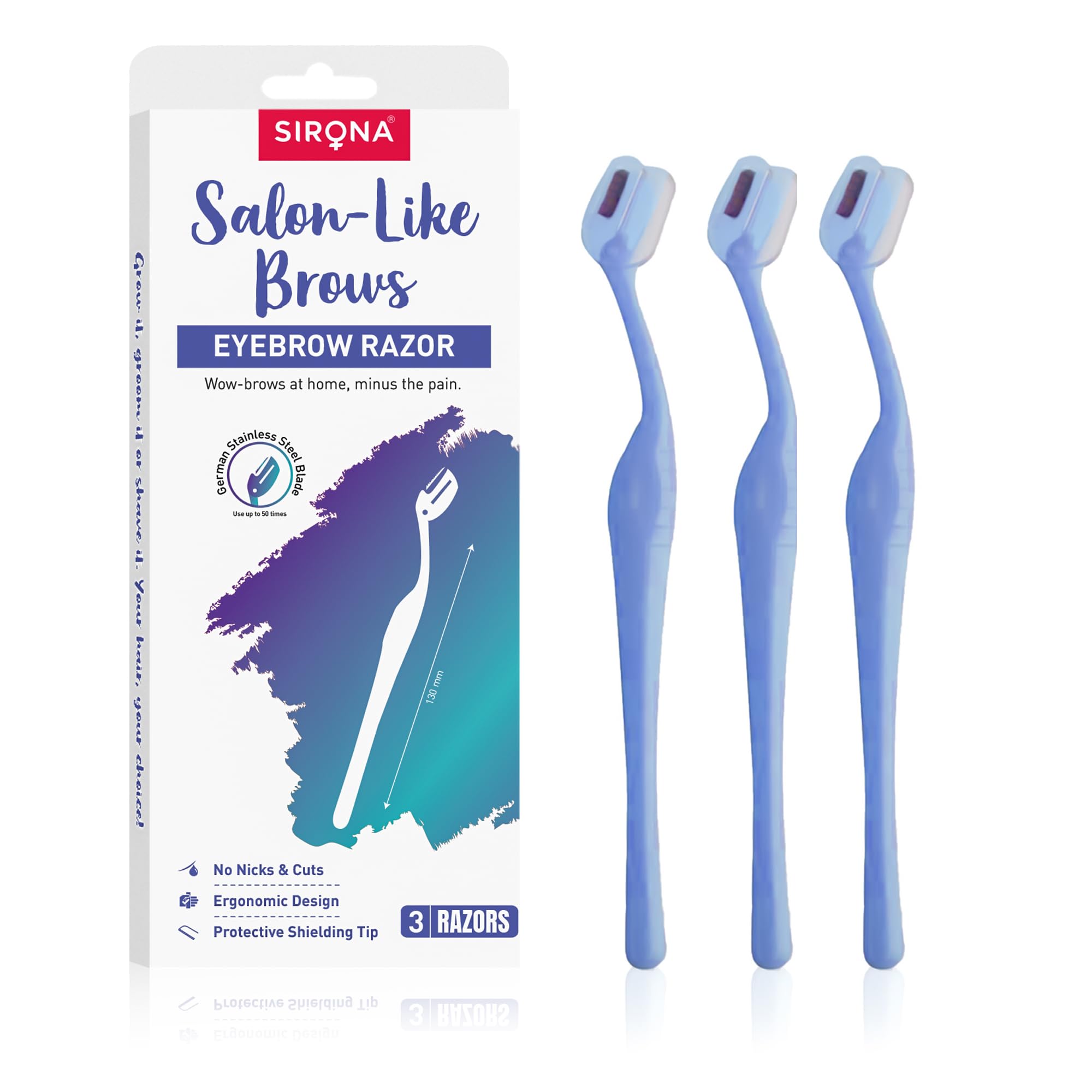 Sirona Reusable Eyebrow Razors for Women - 3 Razors (Pack of 1) | Face Razor for Women for Facial Hair Removal | Gentle Eyebrow Shaper | Facial R
Sirona Reusable Eyebrow Razors for Women - 3 Razors (Pack of 1) | Face Razor for Women for Facial Hair Removal | Gentle Eyebrow Shaper | Facial R