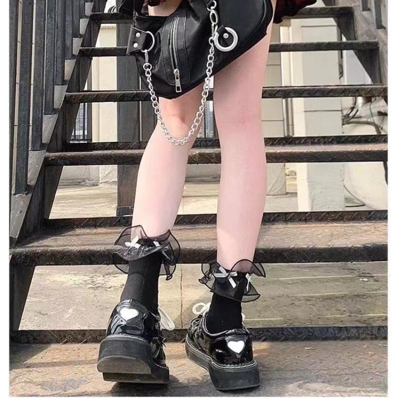 Women Lolitas Calf Sock Sweet Ballet Bow Socks JK Uniform Loose Socks Ruffle Frilly Ankle Socks Bootie one size чорний
Women Lolitas Calf Sock Sweet Ballet Bow Socks JK Uniform Loose Socks Ruffle Frilly Ankle Socks Bootie one size чорний
