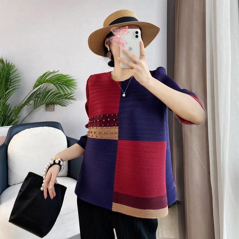 Miyake Pleated Spring and Autumn Retro Loose Top Large Size Beaded Color Block Three-quarter Sleeve T-shirt for Women Onesize красный
Miyake Pleated Spring and Autumn Retro Loose Top Large Size Beaded Color Block Three-quarter Sleeve T-shirt for Women Onesize красный