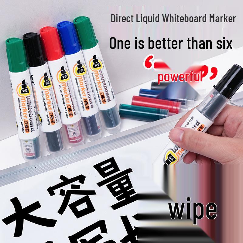 Erasable Refillable Whiteboard Marker: Large Capacity, Direct Liquid, Replaceable Cartridge, Round & Chisel Tips, Ideal for Teachers
Erasable Refillable Whiteboard Marker: Large Capacity, Direct Liquid, Replaceable Cartridge, Round & Chisel Tips, Ideal for Teachers