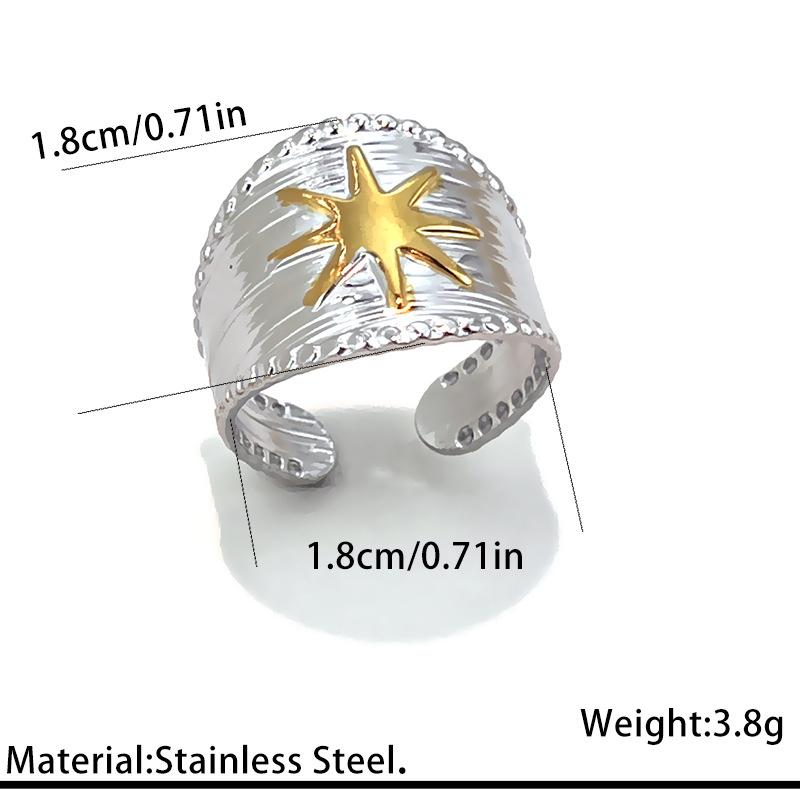 Vintage Stainless Steel Rings Unisex Star Flower Geometric Two Tone Open Rings Stylish No Fade Party Banquet Zircon Accessories
Vintage Stainless Steel Rings Unisex Star Flower Geometric Two Tone Open Rings Stylish No Fade Party Banquet Zircon Accessories