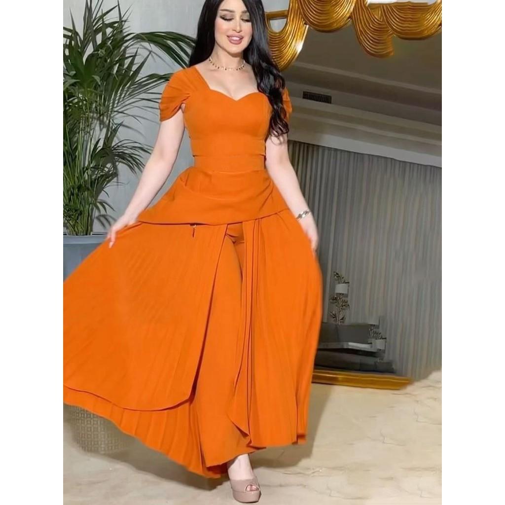 Women Elegant Short Sleeves Pleat Kaftan Middle East Bride Bridesmaids Wedding Party Long Jumpsuit
Women Elegant Short Sleeves Pleat Kaftan Middle East Bride Bridesmaids Wedding Party Long Jumpsuit