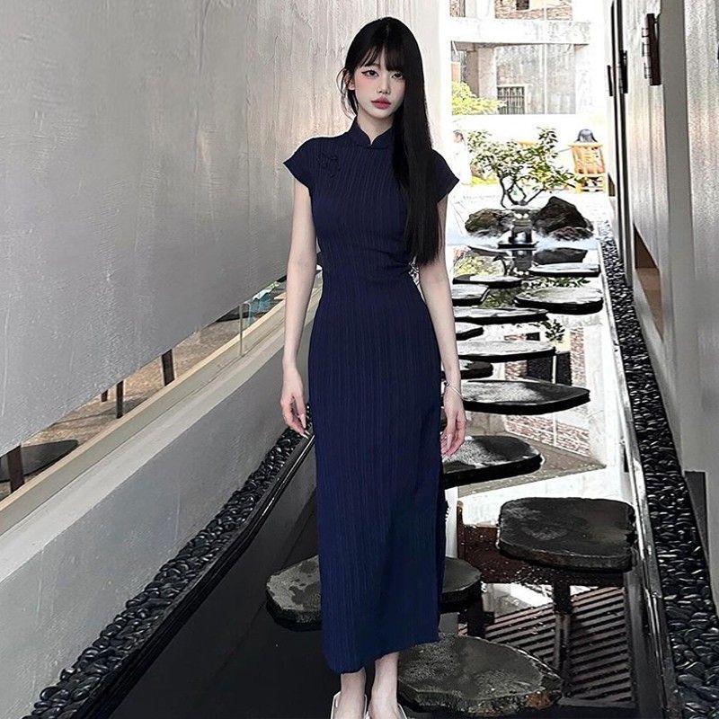 Hepburn Style Navy Blue Cheongsam Dress - Chic & Modern Women s Summer Attire Small темно-синий
Hepburn Style Navy Blue Cheongsam Dress - Chic & Modern Women s Summer Attire Small темно-синий