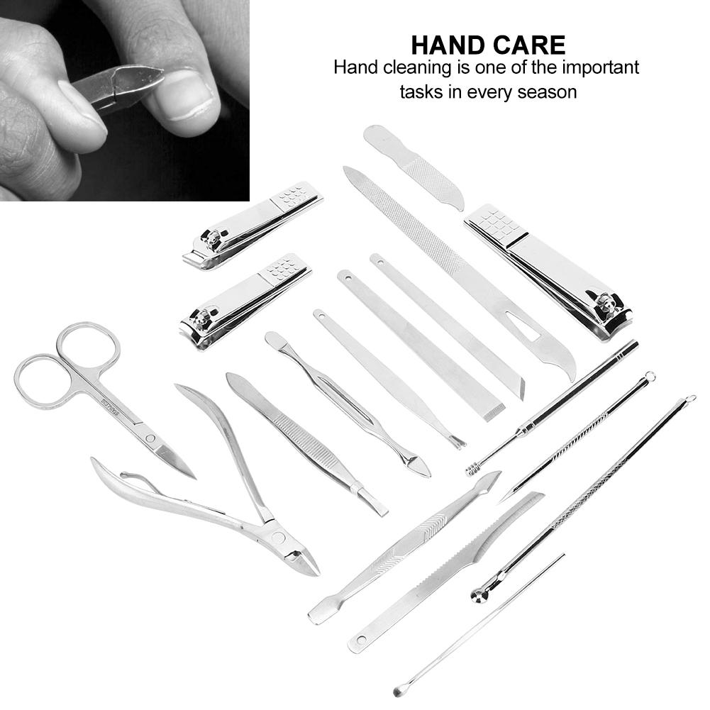 18Pcs/Set Stainless Steel Manicure Pedicure Nail Clipper Facial Nail Grooming Kit
18Pcs/Set Stainless Steel Manicure Pedicure Nail Clipper Facial Nail Grooming Kit