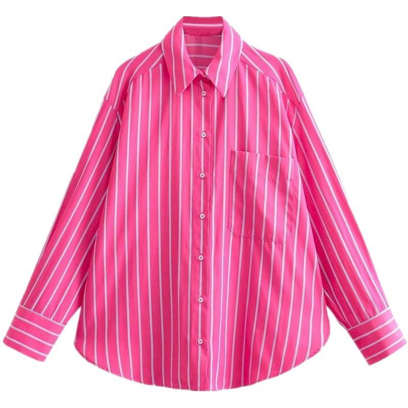 Women s Spring Clothing Elegant Stripes Long Sleeves Loose Shirt Dark Purplish Red XS
Women s Spring Clothing Elegant Stripes Long Sleeves Loose Shirt Dark Purplish Red XS